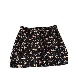 Celebrity Pink Black Denim Floral Mini A-Line Jean Skirt Women's L